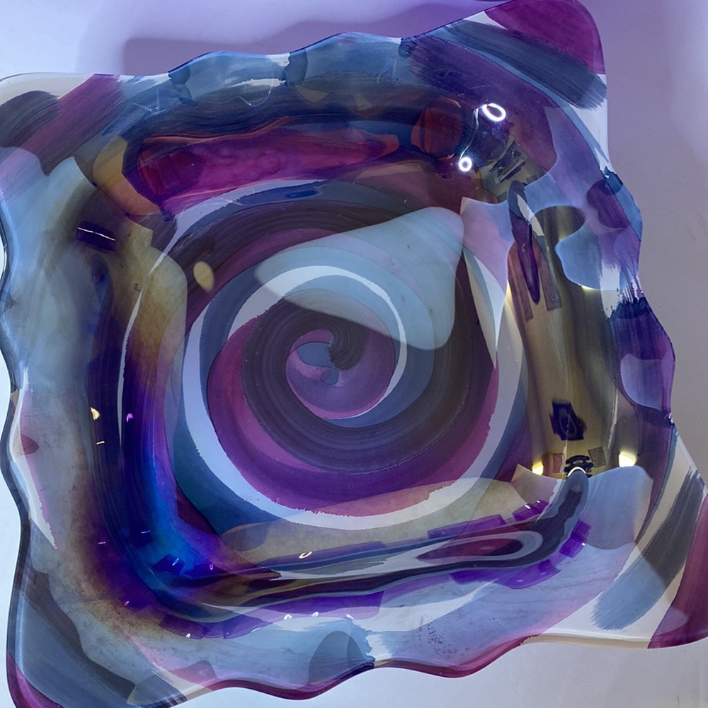 Beautiful purple rainbow square glass centerpiece decor